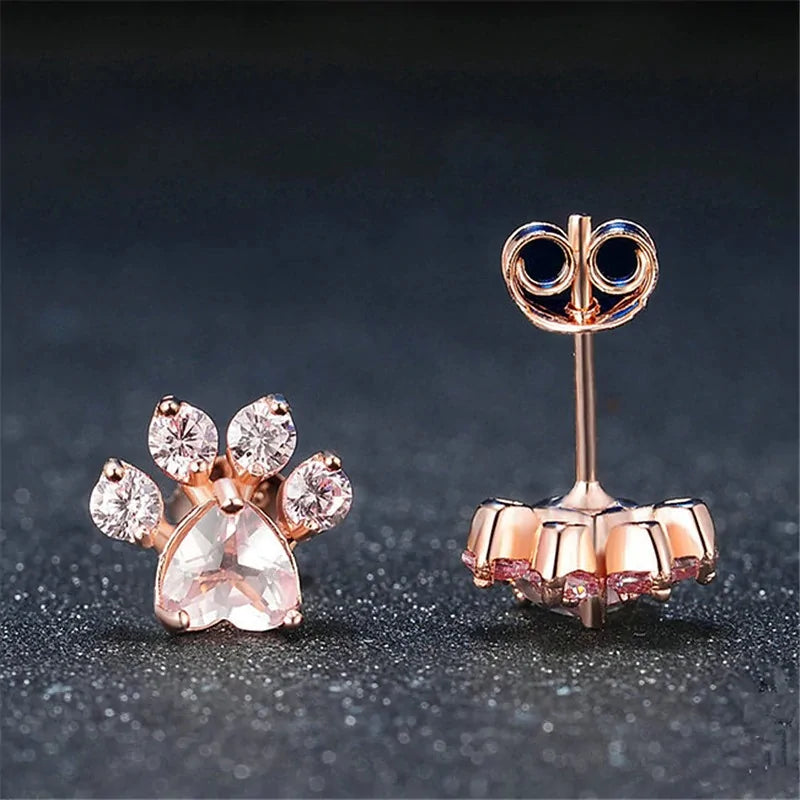 Rose Gold Paw Earrings